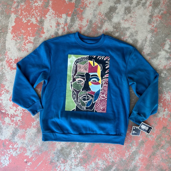 Abstract Face Sweatshirt HBCU Design Black African American Man NWT Kamahl - Picture 1 of 9